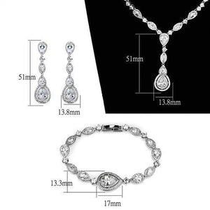3W1093 - Rhodium Brass Jewelry Sets with AAA Grade CZ  in Clear