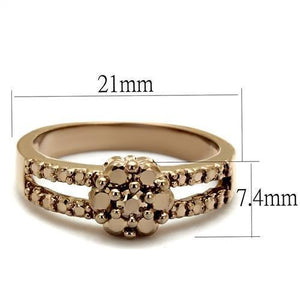 3W1192 - IP Rose Gold(Ion Plating) Brass Ring with AAA Grade CZ  in Metallic Light Gold