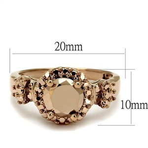 3W1193 - IP Rose Gold(Ion Plating) Brass Ring with AAA Grade CZ  in Metallic Light Gold
