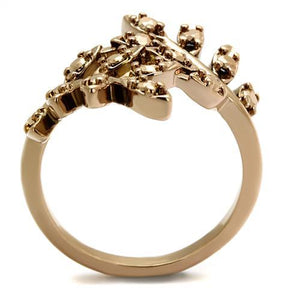 3W1194 - IP Rose Gold(Ion Plating) Brass Ring with AAA Grade CZ  in Metallic Light Gold