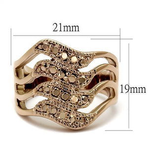 3W1196 - IP Rose Gold(Ion Plating) Brass Ring with AAA Grade CZ  in Metallic Light Gold