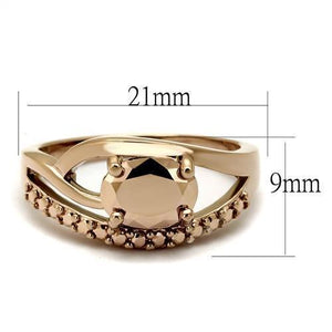 3W1198 - IP Rose Gold(Ion Plating) Brass Ring with AAA Grade CZ  in Metallic Light Gold