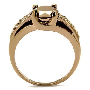 3W1199 - IP Rose Gold(Ion Plating) Brass Ring with AAA Grade CZ  in Metallic Light Gold