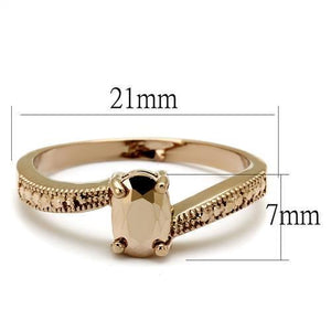 3W1201 - IP Rose Gold(Ion Plating) Brass Ring with AAA Grade CZ  in Metallic Light Gold