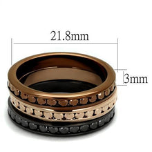Load image into Gallery viewer, 3W1208 - IP Rose Gold &amp; IP Light Black &amp; IP Light coffee Brass Ring with Top Grade Crystal  in Multi Color