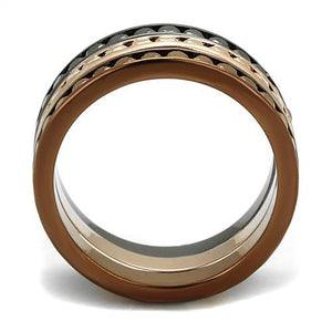 3W1208 - IP Rose Gold & IP Light Black & IP Light coffee Brass Ring with Top Grade Crystal  in Multi Color