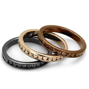 3W1208 - IP Rose Gold & IP Light Black & IP Light coffee Brass Ring with Top Grade Crystal  in Multi Color