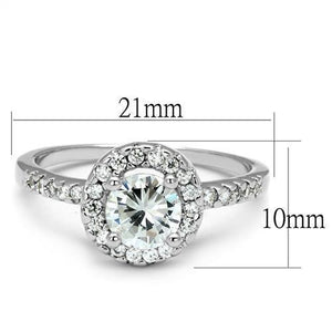 3W1210 - Rhodium Brass Ring with AAA Grade CZ  in Clear