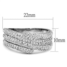 Load image into Gallery viewer, 3W1214 - Rhodium Brass Ring with AAA Grade CZ  in Clear
