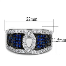 Load image into Gallery viewer, 3W1216 - Rhodium + Ruthenium Brass Ring with AAA Grade CZ  in London Blue