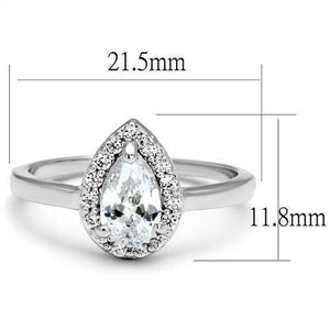 3W1219 - Rhodium Brass Ring with AAA Grade CZ  in Clear