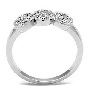3W1220 - Rhodium Brass Ring with AAA Grade CZ  in Clear