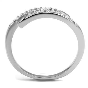 3W1222 - Rhodium Brass Ring with AAA Grade CZ  in Clear