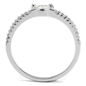 3W1225 - Rhodium Brass Ring with AAA Grade CZ  in Clear