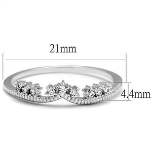 3W1226 - Rhodium Brass Ring with AAA Grade CZ  in Clear