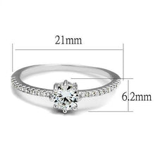 Load image into Gallery viewer, 3W1233 - Rhodium Brass Ring with AAA Grade CZ  in Clear