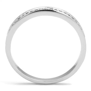 3W1234 - Rhodium Brass Ring with AAA Grade CZ  in Clear