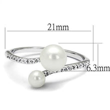 Load image into Gallery viewer, 3W1236 - Rhodium Brass Ring with Synthetic Pearl in White