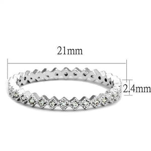 3W1238 - Rhodium Brass Ring with AAA Grade CZ  in Clear
