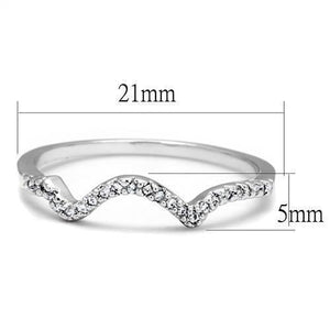 3W1239 - Rhodium Brass Ring with AAA Grade CZ  in Clear