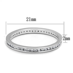 3W1241 - Rhodium Brass Ring with AAA Grade CZ  in Clear