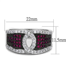 Load image into Gallery viewer, 3W1243 - Rhodium + Ruthenium Brass Ring with AAA Grade CZ  in Ruby