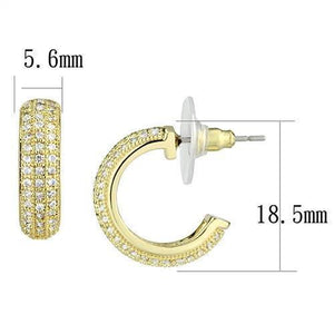 3W1261 - Gold Brass Earrings with AAA Grade CZ  in Clear
