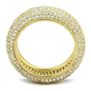 3W1272 - Gold Brass Ring with AAA Grade CZ  in Clear
