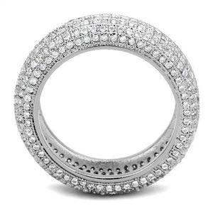3W1273 - Rhodium Brass Ring with AAA Grade CZ  in Clear