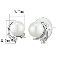 Load image into Gallery viewer, 3W1279 - Rhodium Brass Earrings with Synthetic Pearl in White