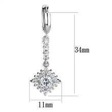 Load image into Gallery viewer, 3W1280 - Rhodium Brass Earrings with AAA Grade CZ  in Clear