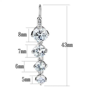 3W1287 - Rhodium Brass Earrings with AAA Grade CZ  in Clear