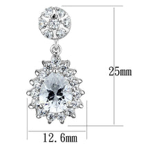 Load image into Gallery viewer, 3W1292 - Rhodium Brass Earrings with AAA Grade CZ  in Clear