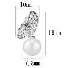 Load image into Gallery viewer, 3W1299 - Rhodium Brass Earrings with Synthetic Pearl in White