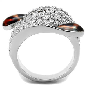 3W1307 - Rhodium Brass Ring with AAA Grade CZ  in Clear