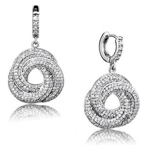 3W1318 - Rhodium Brass Jewelry Sets with AAA Grade CZ  in Clear