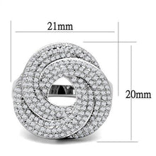 Load image into Gallery viewer, 3W1319 - Rhodium Brass Ring with AAA Grade CZ  in Clear