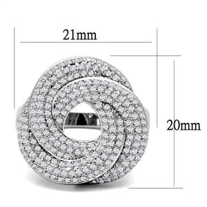 3W1319 - Rhodium Brass Ring with AAA Grade CZ  in Clear