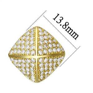 3W1323 - Gold Brass Earrings with AAA Grade CZ  in Clear