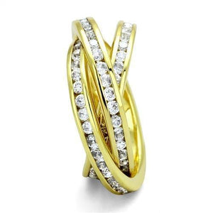 3W1330 - Gold Brass Ring with AAA Grade CZ  in Clear