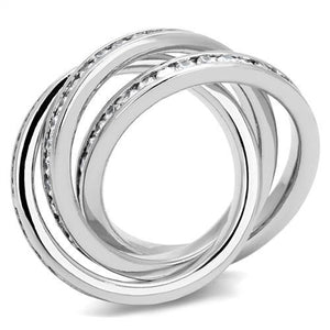 3W1331 - Rhodium Brass Ring with AAA Grade CZ  in Clear