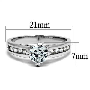3W1340 - Rhodium Brass Ring with AAA Grade CZ  in Clear