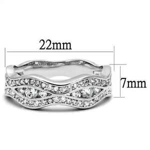 3W1345 - Rhodium Brass Ring with AAA Grade CZ  in Clear