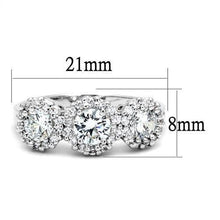 Load image into Gallery viewer, 3W1347 - Rhodium Brass Ring with AAA Grade CZ  in Clear
