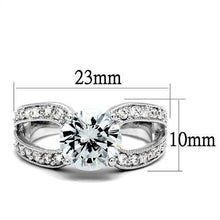 Load image into Gallery viewer, 3W1348 - Rhodium Brass Ring with AAA Grade CZ  in Clear