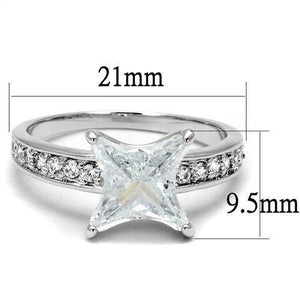 3w1349 - Rhodium Brass Ring with AAA Grade CZ  in Clear