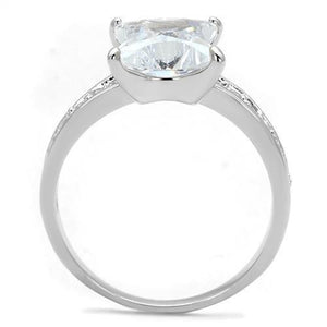 3w1349 - Rhodium Brass Ring with AAA Grade CZ  in Clear