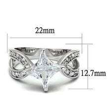Load image into Gallery viewer, 3W1350 - Rhodium Brass Ring with AAA Grade CZ  in Clear