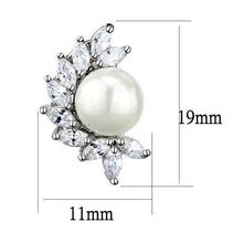 Load image into Gallery viewer, 3W1354 - Rhodium Brass Earrings with Synthetic Pearl in White