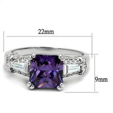 Load image into Gallery viewer, 3W1365 - Rhodium Brass Ring with AAA Grade CZ  in Amethyst